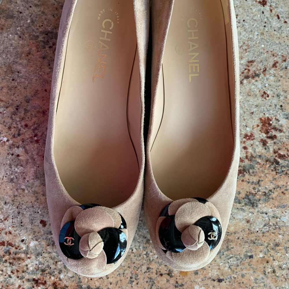 Suede Chanel flats